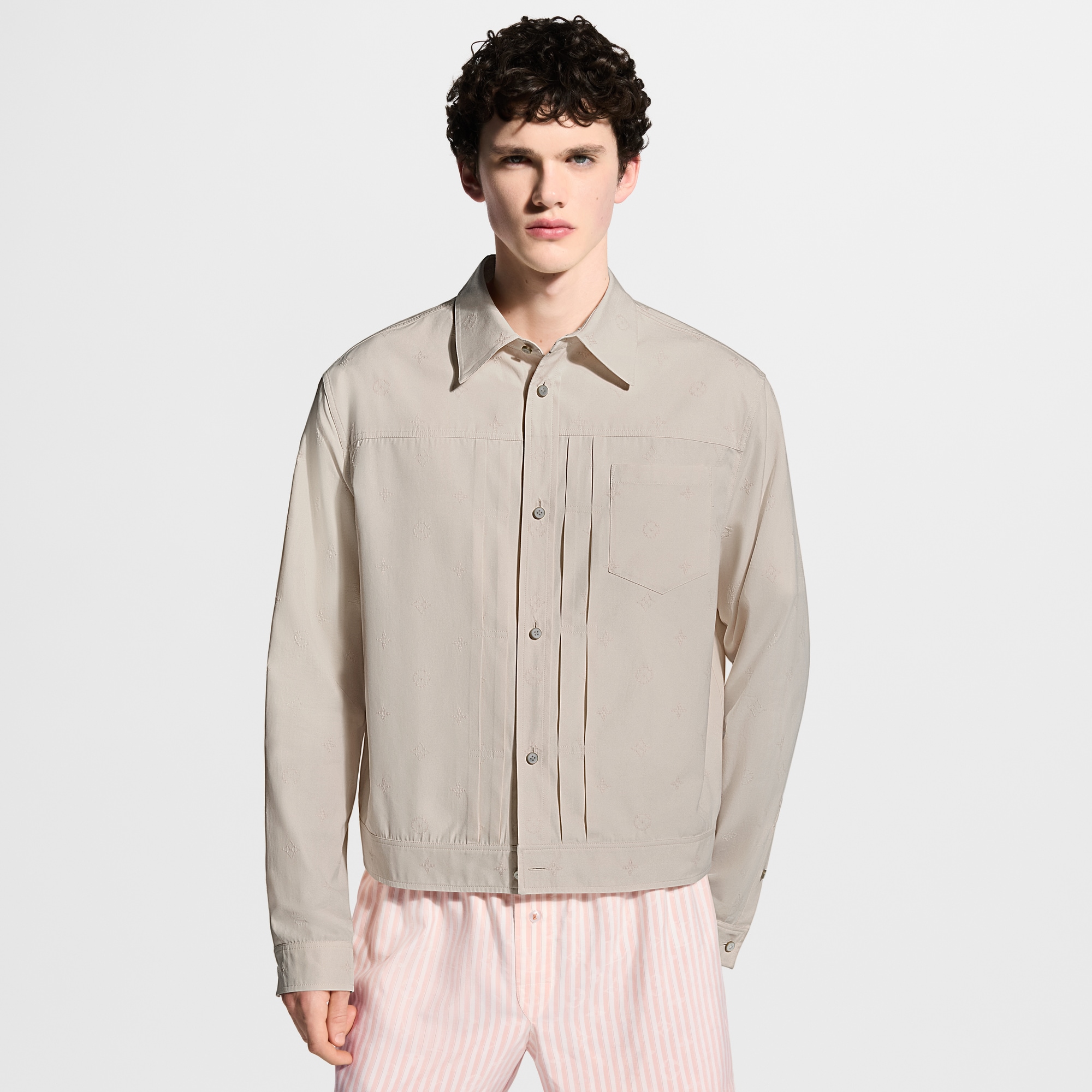 Monogram Embroidered Light Trucker Shirt - Men - Ready-to-Wear